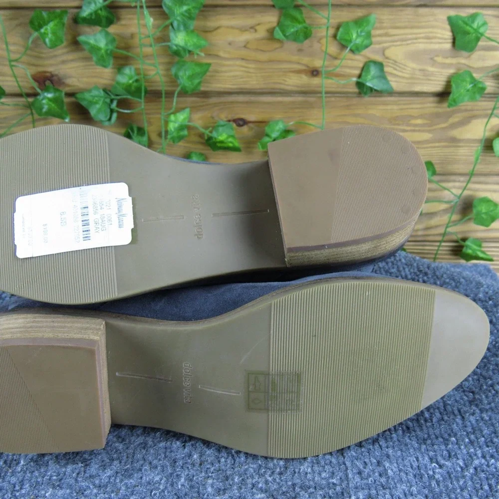 Dolce Vita Suede Ankle Boots Women 8.5 Gray Slip On‎ Low Heel Casual Booties